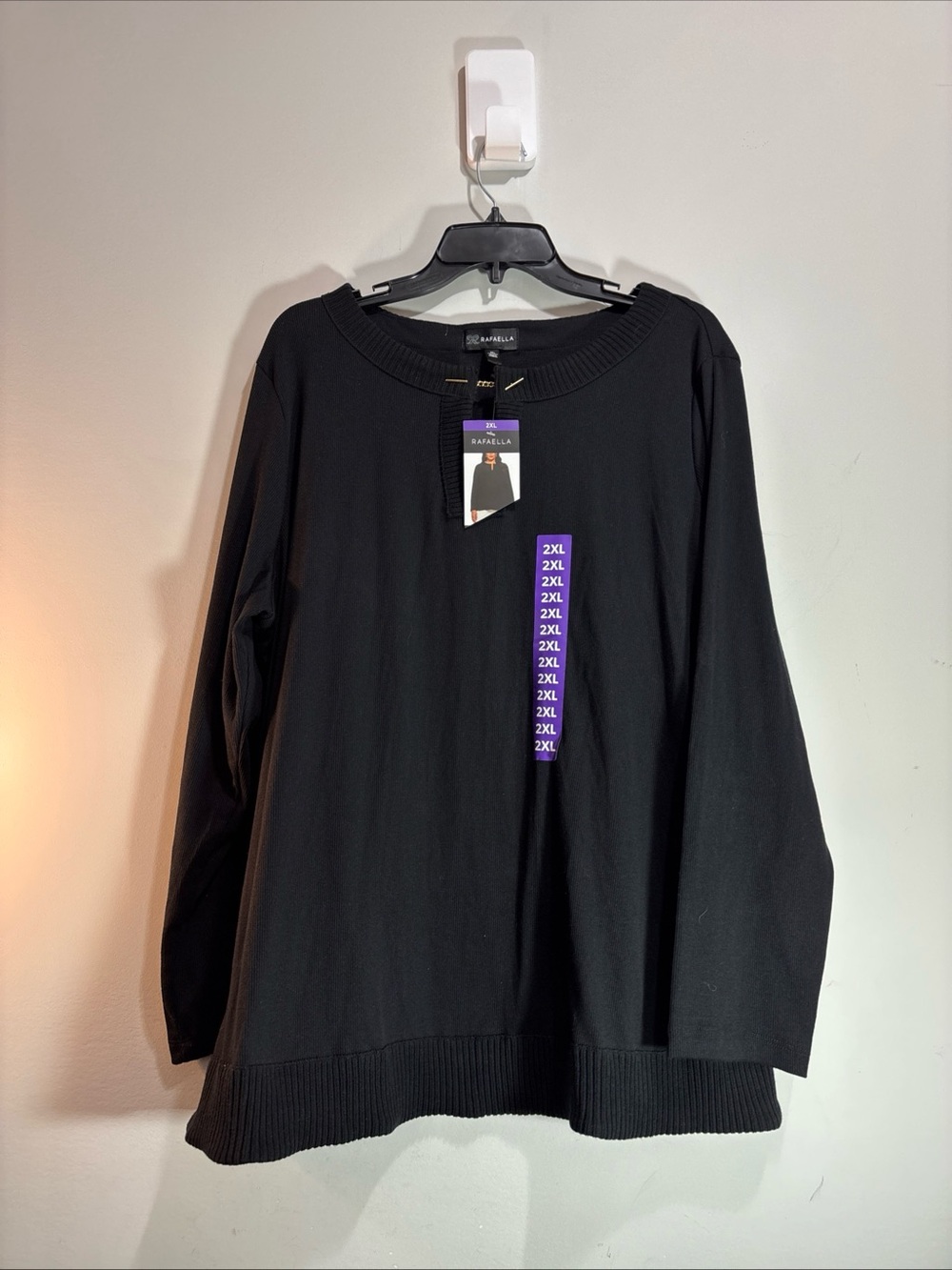 Rafaella Black Casual Long-Sleeve Womens Shirt - 2XL. 1385